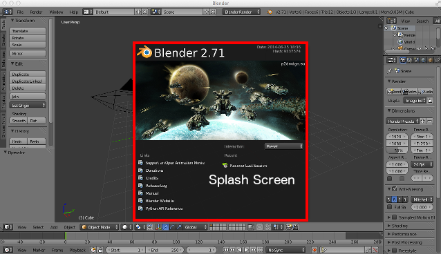 Lancement de l'interface de Blender 2.7.1
