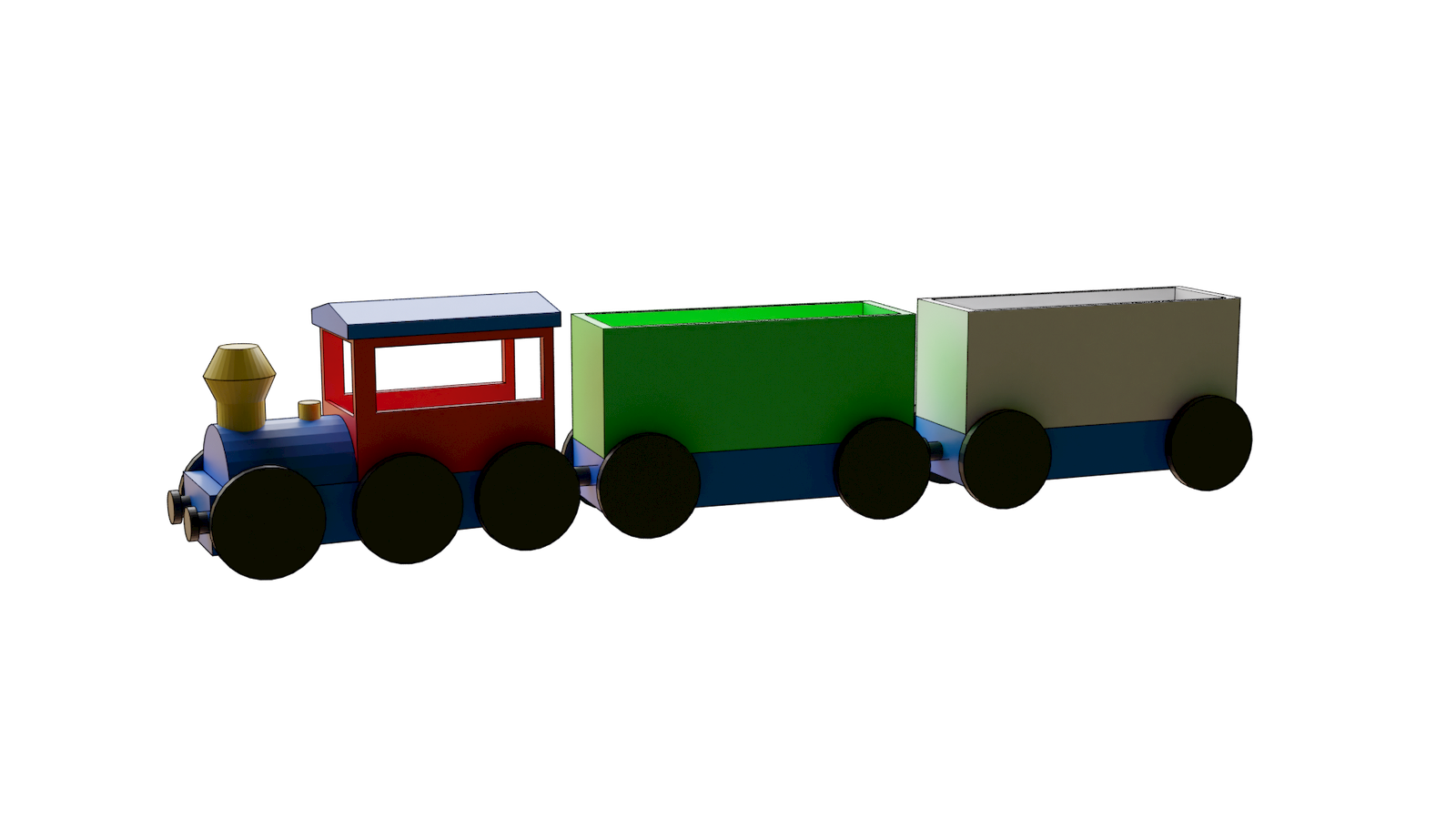 Train en bois, vue agrandie
