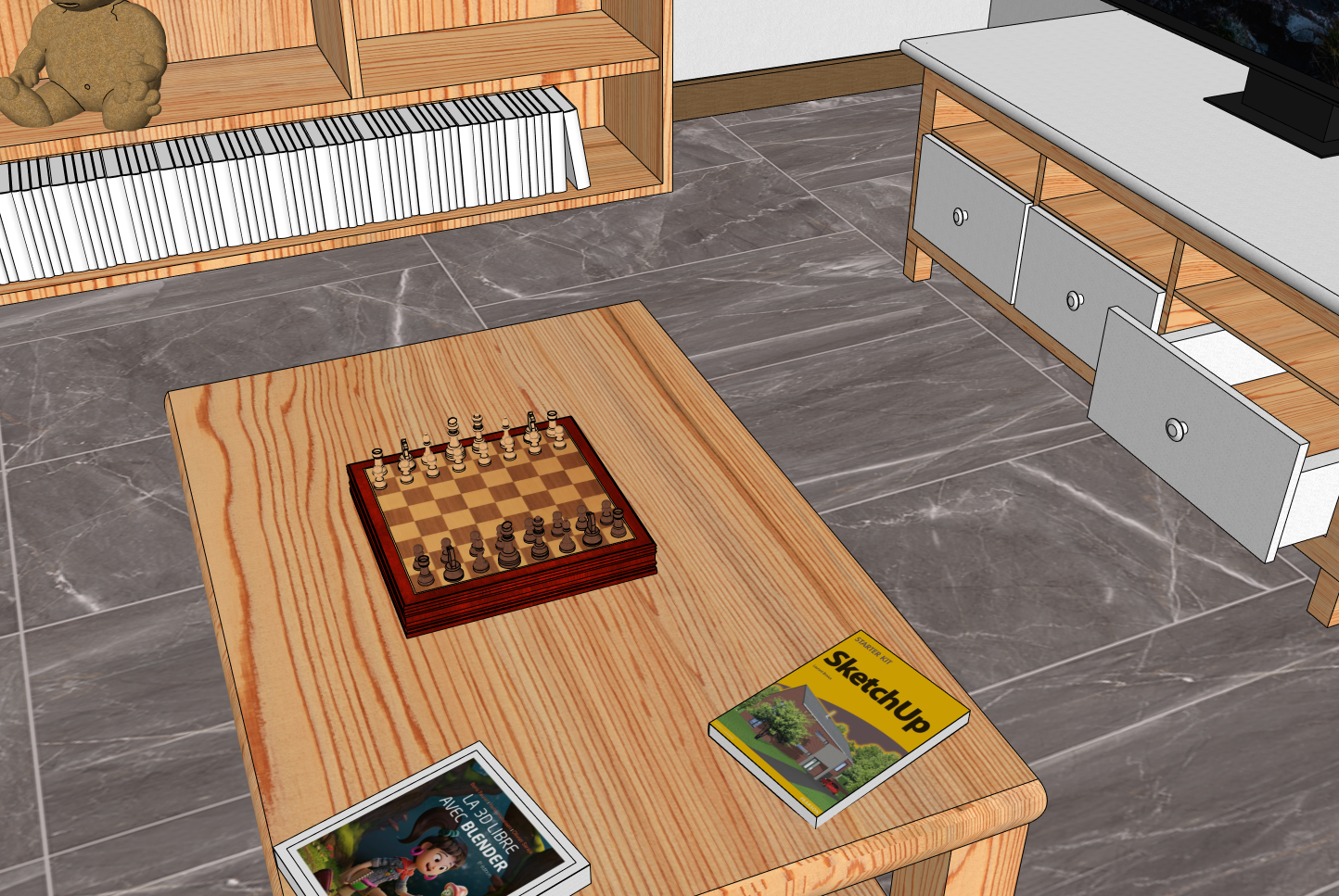 Table Basse Jeu Echecs